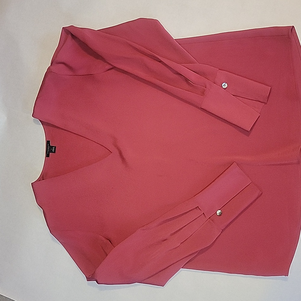 Ann Taylor Factory Deep Rose V Neck Blouse